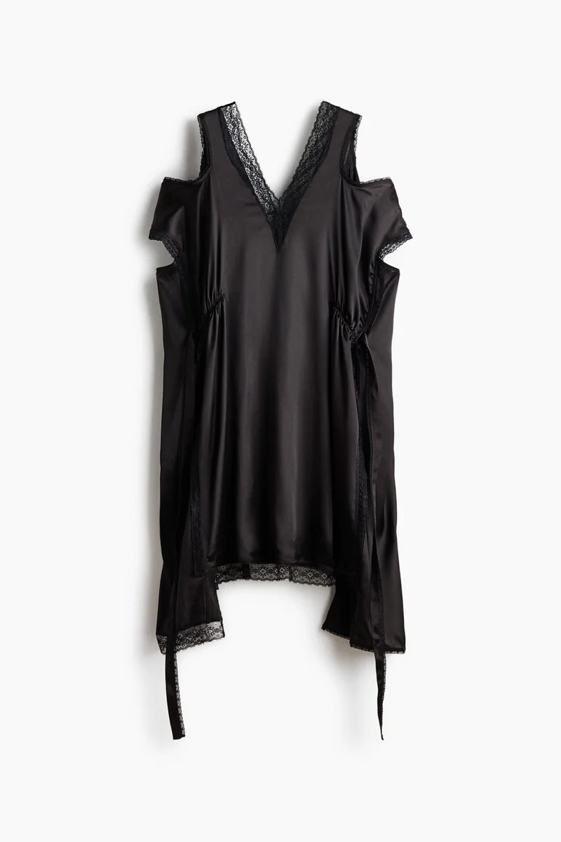 H&M Lace-trimmed satin dress